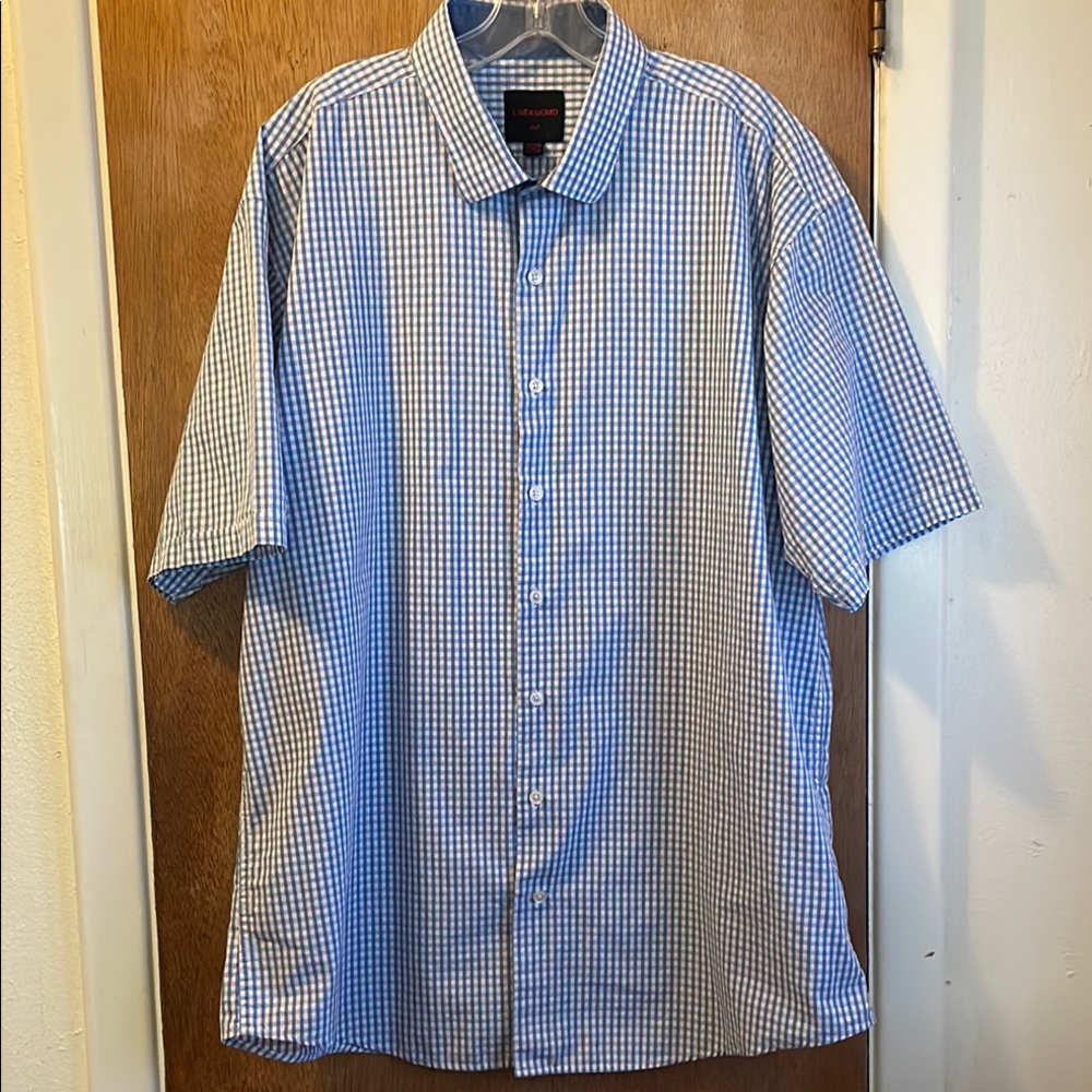 Linea Uomo Blue Red Checkered Men's Shirt Sz 2XT